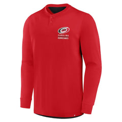 Carolina Hurricanes Fanatics Adrenaline Push Long Sleeve Henley Shirt Red