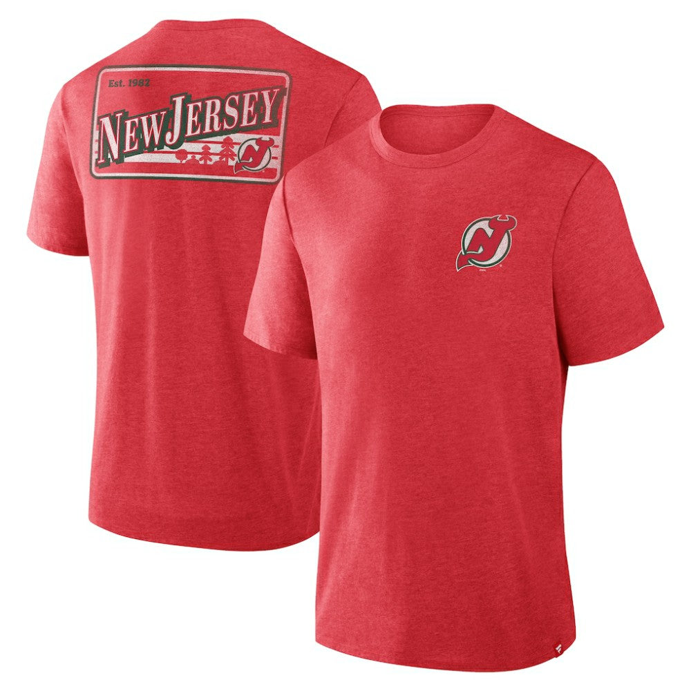 New Jersey Devils Fanatics Fan Lanes Tri-Blend T-Shirt Heather Red