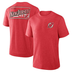 New Jersey Devils Fanatics Fan Lanes Tri-Blend T-Shirt Heather Red