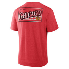 Chicago Blackhawks Fanatics Fan Lanes Tri-Blend T-Shirt Heather Red
