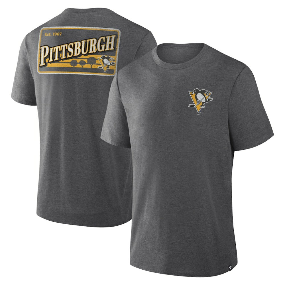 Pittsburgh Penguins Fanatics Fan Lanes Tri-Blend T-Shirt Heather Charcoal