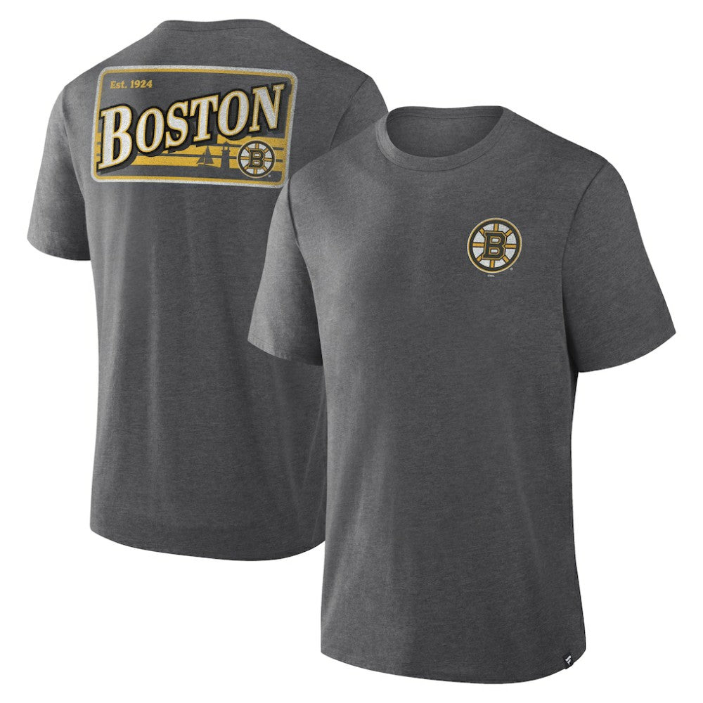 Boston Bruins Fanatics Fan Lanes Tri-Blend T-Shirt Heather Charcoal