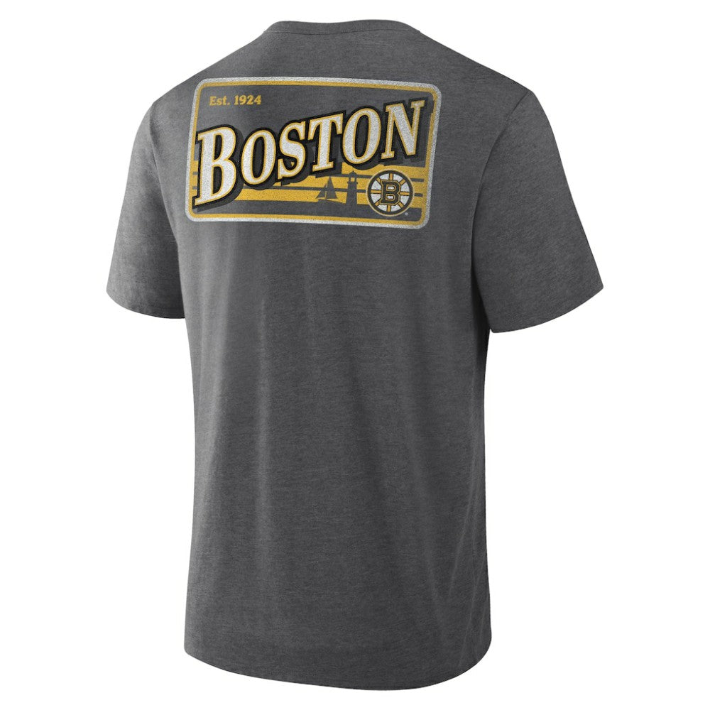 Boston Bruins Fanatics Fan Lanes Tri-Blend T-Shirt Heather Charcoal
