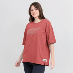 Detroit Red Wings Fanatics Women's Oversized Elements Raw Edge Future Ground T-Shirt Red