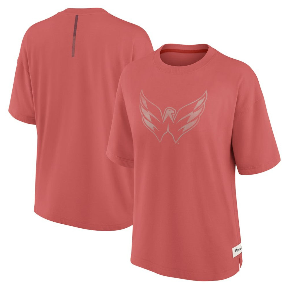 Washington Capitals Fanatics Women's Oversized Elements Raw Edge Future Ground T-Shirt Red