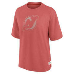 New Jersey Devils Fanatics Women's Oversized Elements Raw Edge Future Ground T-Shirt Red