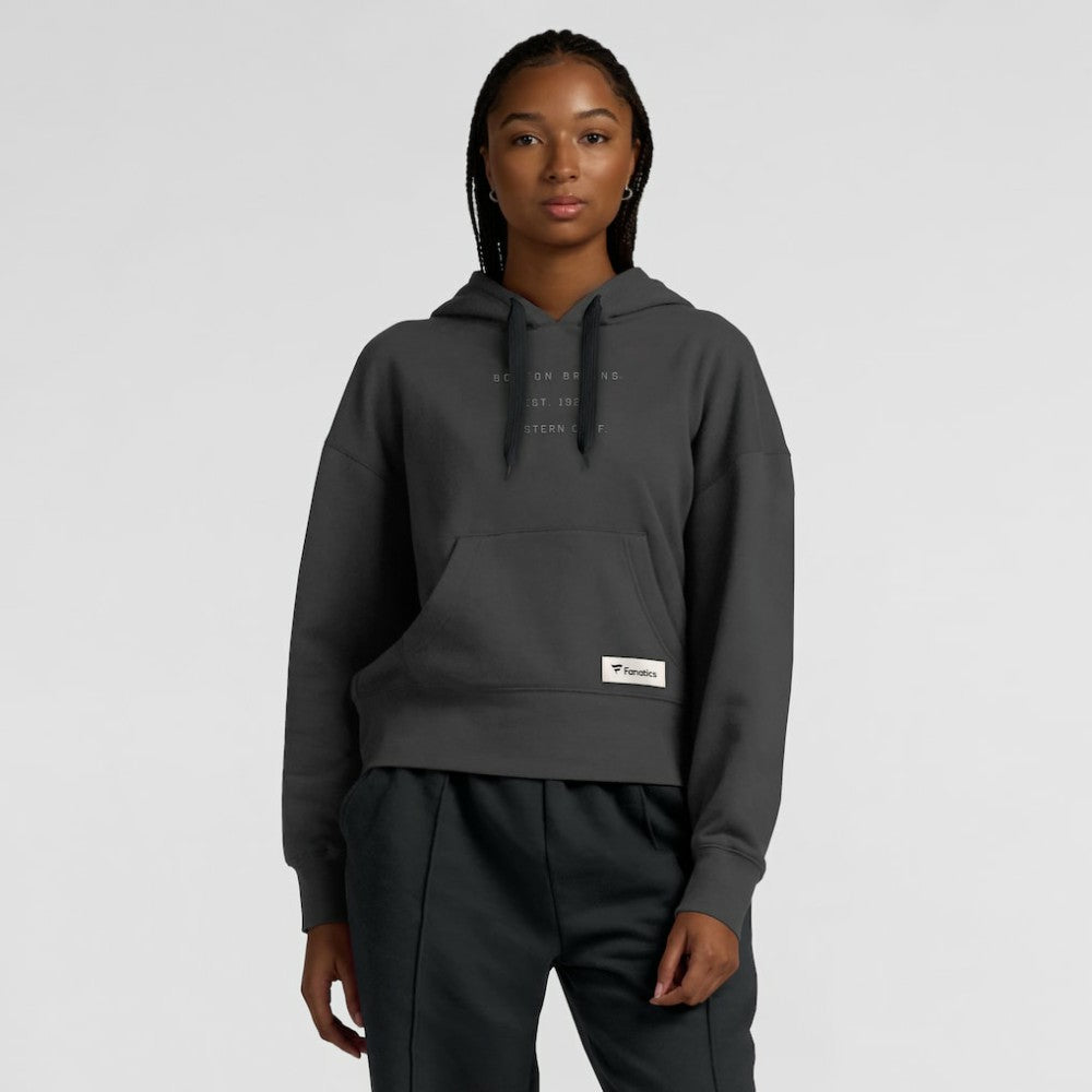 Boston Bruins Fanatics Women's Elements Future Ground Subtle Tonal Pullover Hoodie Charcoal