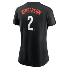 Gunnar Henderson Baltimore Orioles Women's 2024 City Connect Fuse Player Name & Number T-Shirt Black | Nike