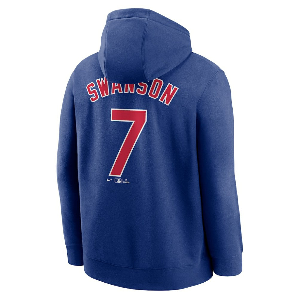 Dansby Swanson Chicago Cubs Player Name & Number Club Pullover Hoodie Royal | Nike