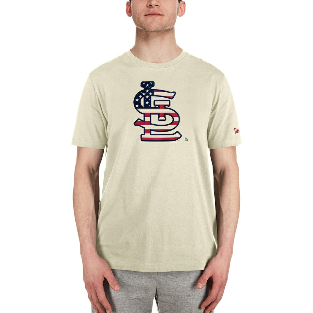 St. Louis Cardinals Americana Flag Fill T-Shirt Cream | New Era