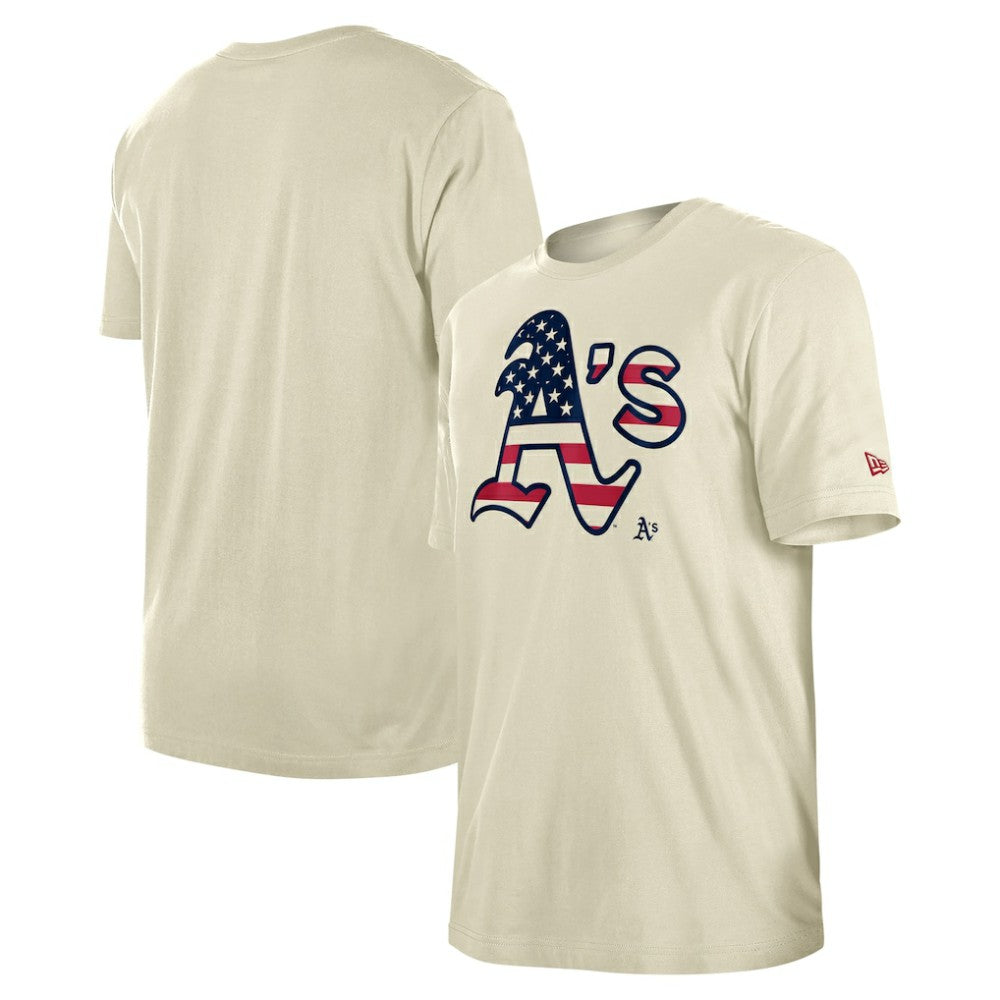 Athletics Americana Flag Fill T-Shirt Cream | New Era