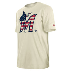Miami Marlins Americana Flag Fill T-Shirt Cream | New Era