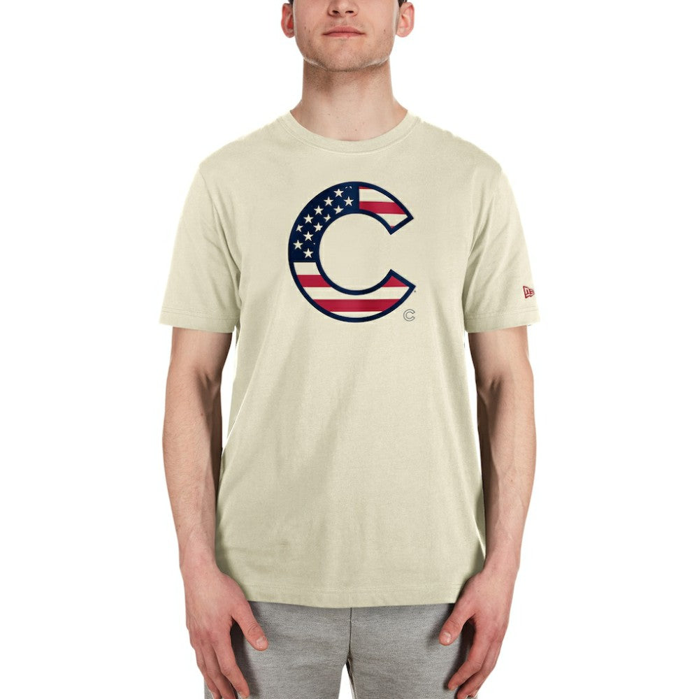 Chicago Cubs Americana Flag Fill T-Shirt Cream | New Era