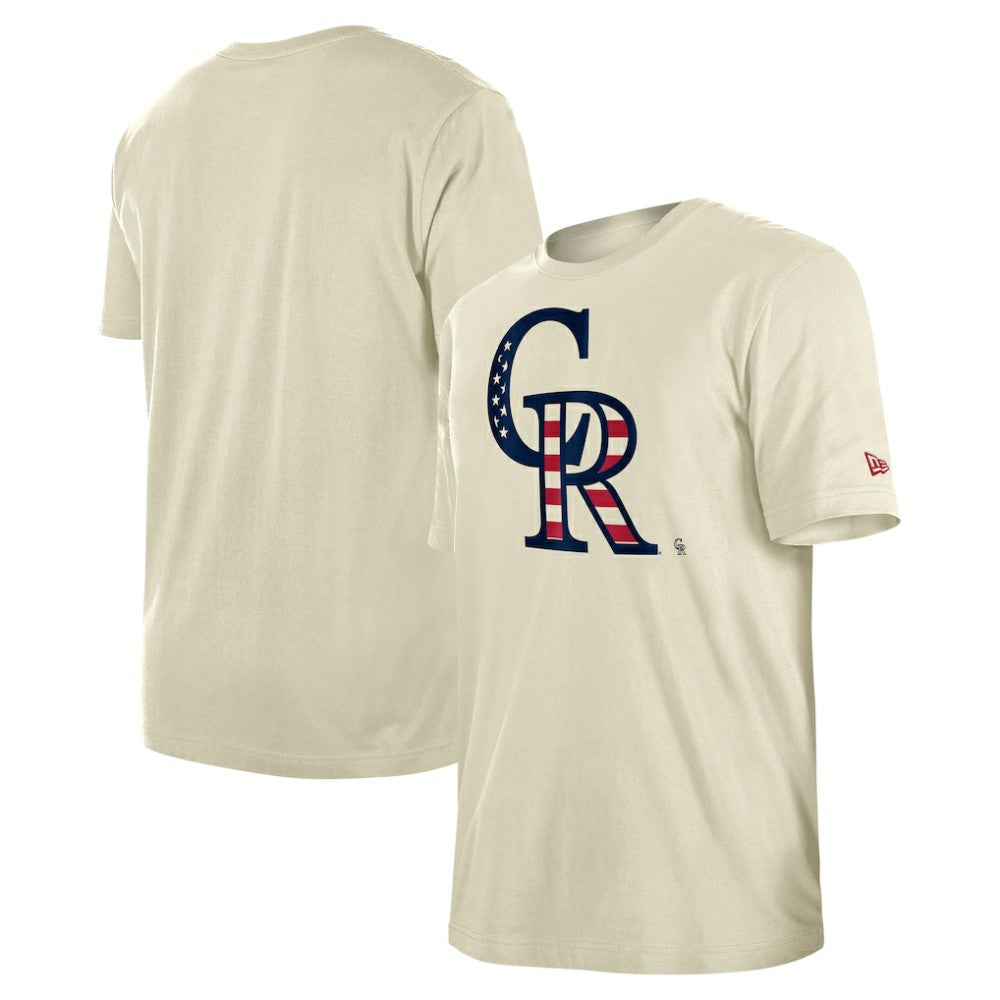 Colorado Rockies Americana Flag Fill T-Shirt Cream | New Era