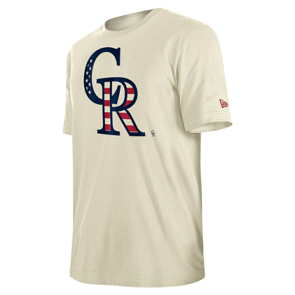 Colorado Rockies Americana Flag Fill T-Shirt Cream | New Era