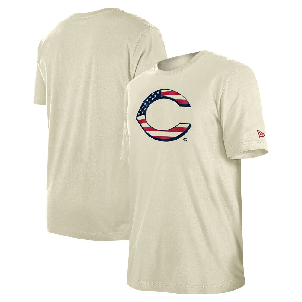 Cincinnati Reds Americana Flag Fill T-Shirt Cream | New Era