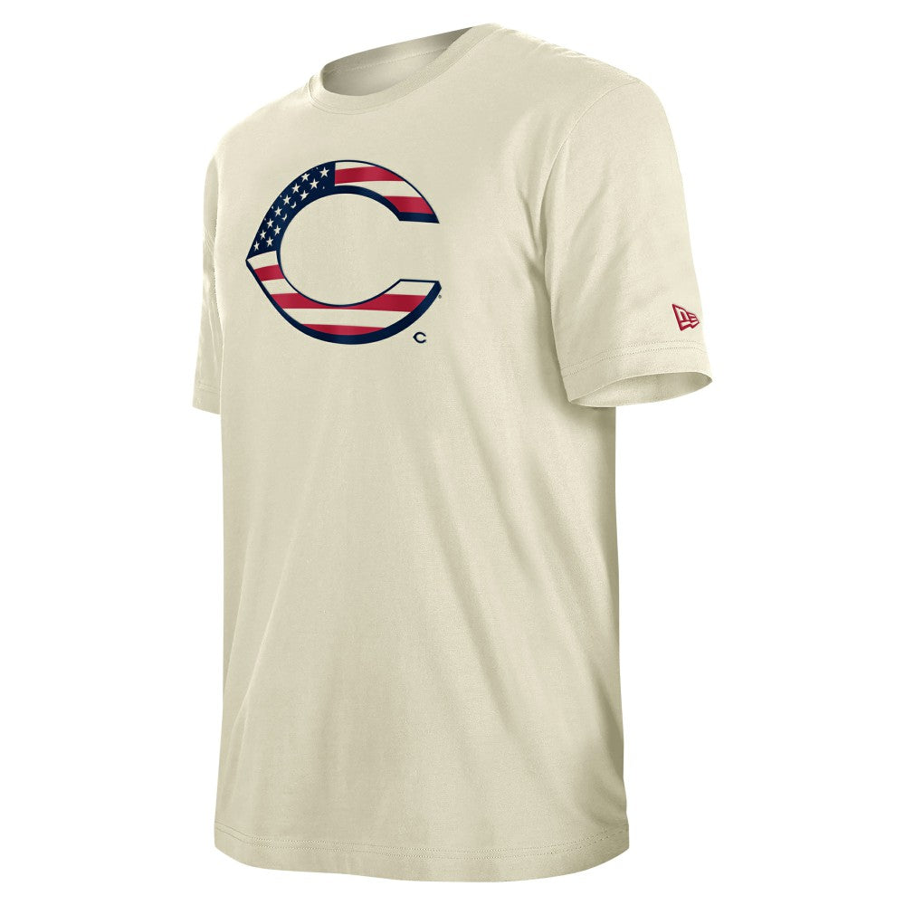 Cincinnati Reds Americana Flag Fill T-Shirt Cream | New Era