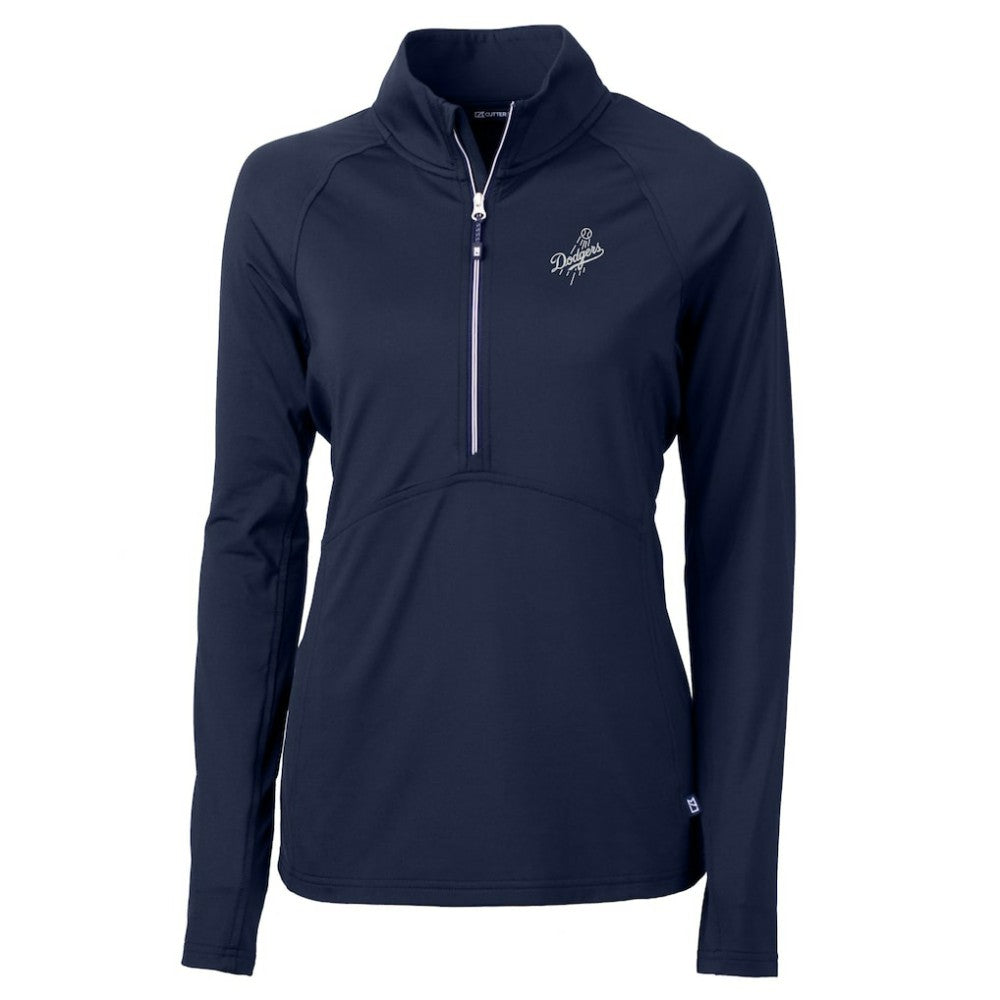 Los Angeles Dodgers Cutter & Buck Women's Adapt Eco Knit Stretch Recycled Half-Zip DryTec Top Navy