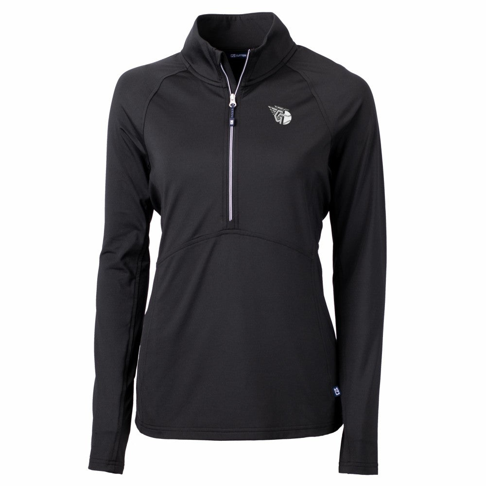 Cleveland Guardians Cutter & Buck Women's Adapt Eco Knit Stretch Recycled Half-Zip DryTec Top Black