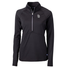 San Diego Padres Cutter & Buck Women's Adapt Eco Knit Stretch Recycled Half-Zip DryTec Top Black