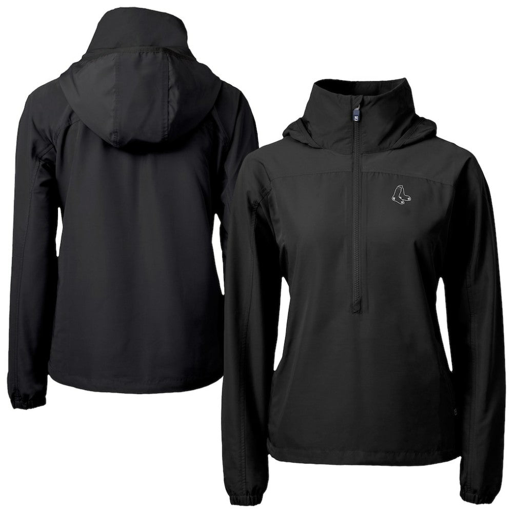 Boston Red Sox Cutter & Buck Women's Charter Eco Recycled Half-Zip Anorak Jacket Black