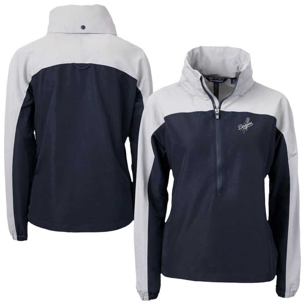 Los Angeles Dodgers Cutter & Buck Women's Charter Eco Recycled Half-Zip Anorak Jacket Navy/Gray