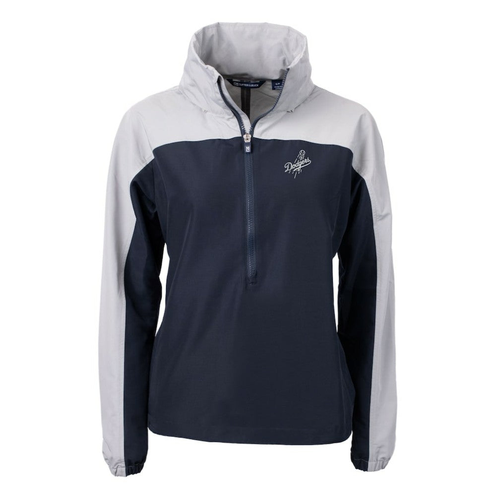Los Angeles Dodgers Cutter & Buck Women's Charter Eco Recycled Half-Zip Anorak Jacket Navy/Gray