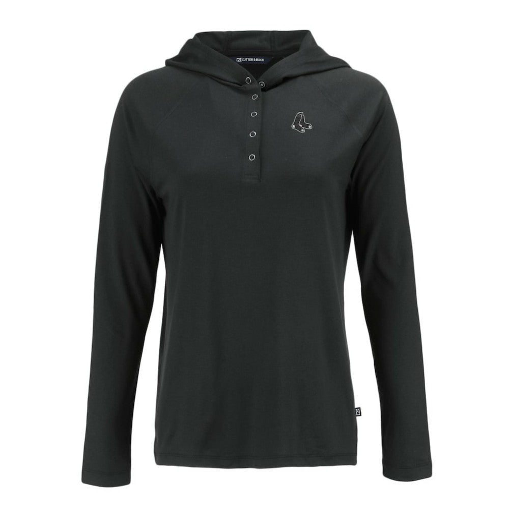 Boston Red Sox Cutter & Buck Women's Coastline Epic Comfort Eco Recycled Raglan Long Sleeve Hoodie T-Shirt Black