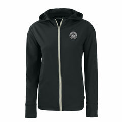 New York Mets Cutter & Buck Women's Daybreak Eco Recycled Full-Zip Hoodie Black