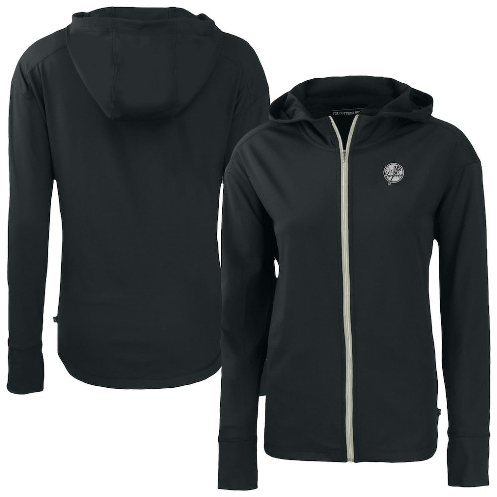 New York Yankees Cutter & Buck Women's Daybreak Eco Recycled Full-Zip Hoodie Black