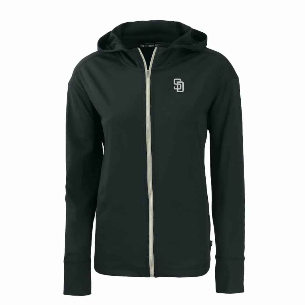 San Diego Padres Cutter & Buck Women's Daybreak Eco Recycled Full-Zip Hoodie Black
