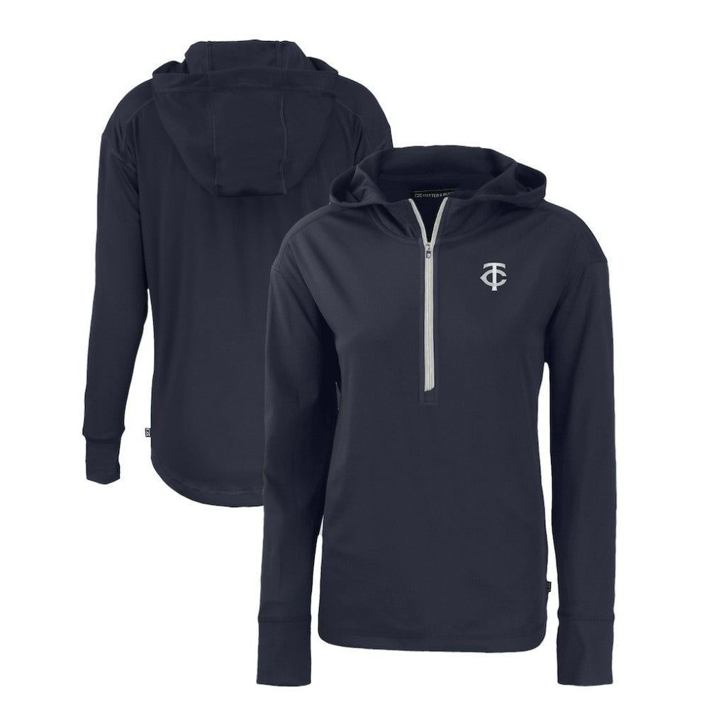 Minnesota Twins Cutter & Buck Women's Daybreak Eco Recycled Half-Zip Hoodie Navy
