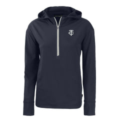Minnesota Twins Cutter & Buck Women's Daybreak Eco Recycled Half-Zip Hoodie Navy