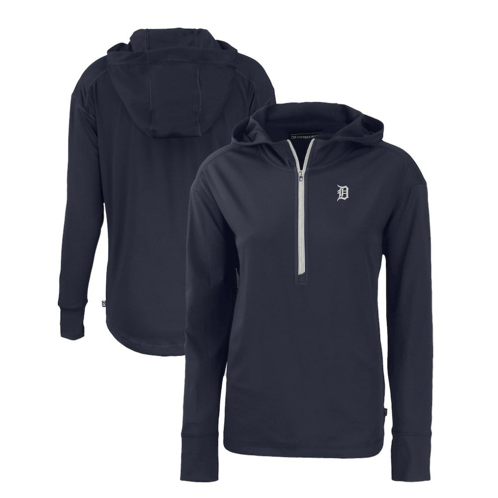 Detroit Tigers Cutter & Buck Women's Daybreak Eco Recycled Half-Zip Hoodie Navy