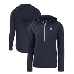 Detroit Tigers Cutter & Buck Women's Daybreak Eco Recycled Half-Zip Hoodie Navy