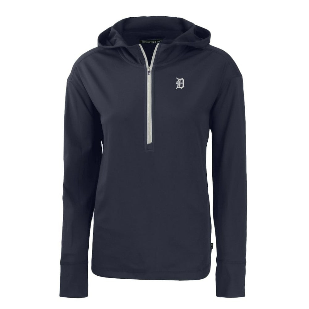 Detroit Tigers Cutter & Buck Women's Daybreak Eco Recycled Half-Zip Hoodie Navy