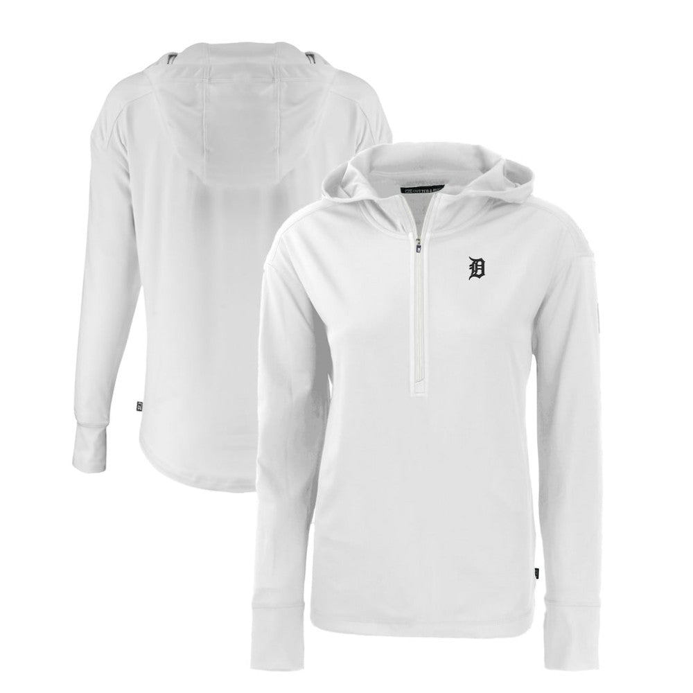 Detroit Tigers Cutter & Buck Women's Daybreak Eco Recycled Half-Zip Hoodie White