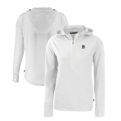 Detroit Tigers Cutter & Buck Women's Daybreak Eco Recycled Half-Zip Hoodie White