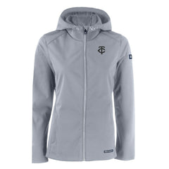 Minnesota Twins Cutter & Buck Women's Evoke Eco Softshell Recycled Full-Zip Hoodie Jacket Gray
