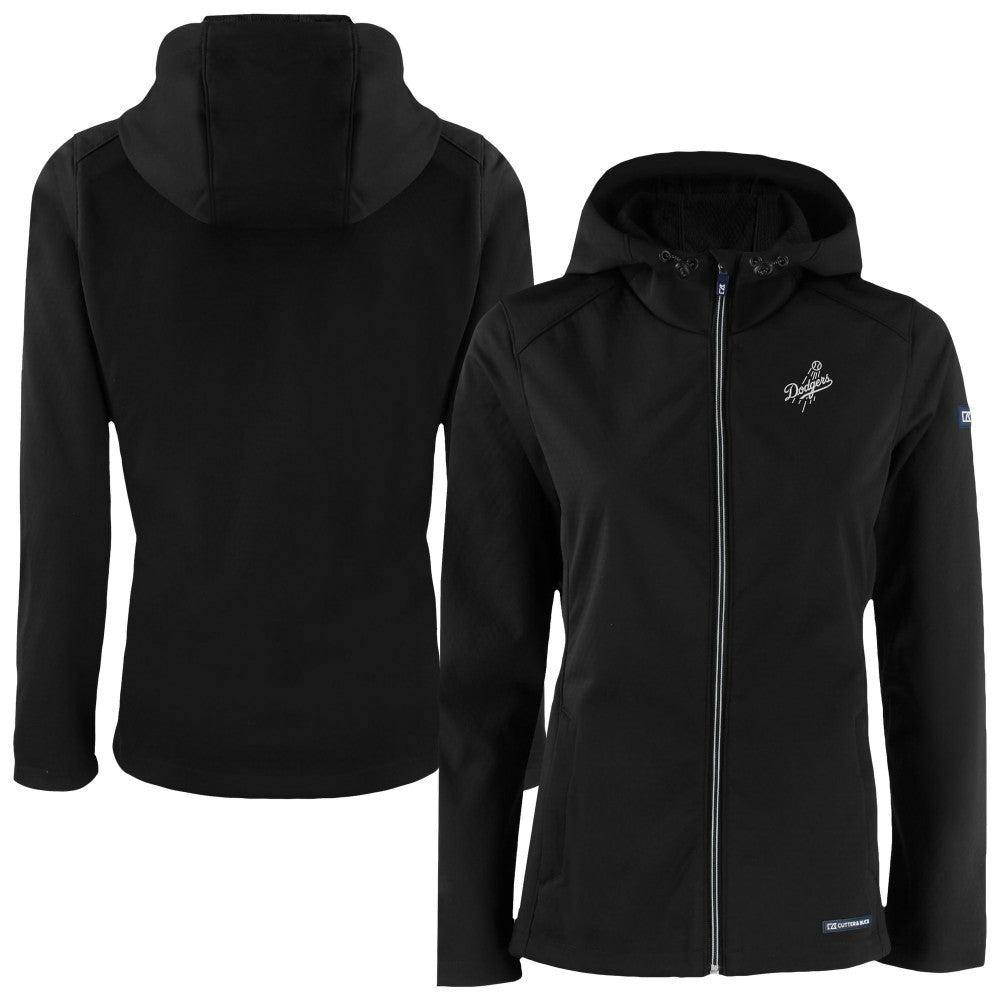 Los Angeles Dodgers Cutter & Buck Women's Evoke Eco Softshell Recycled Full-Zip Hoodie Jacket Black