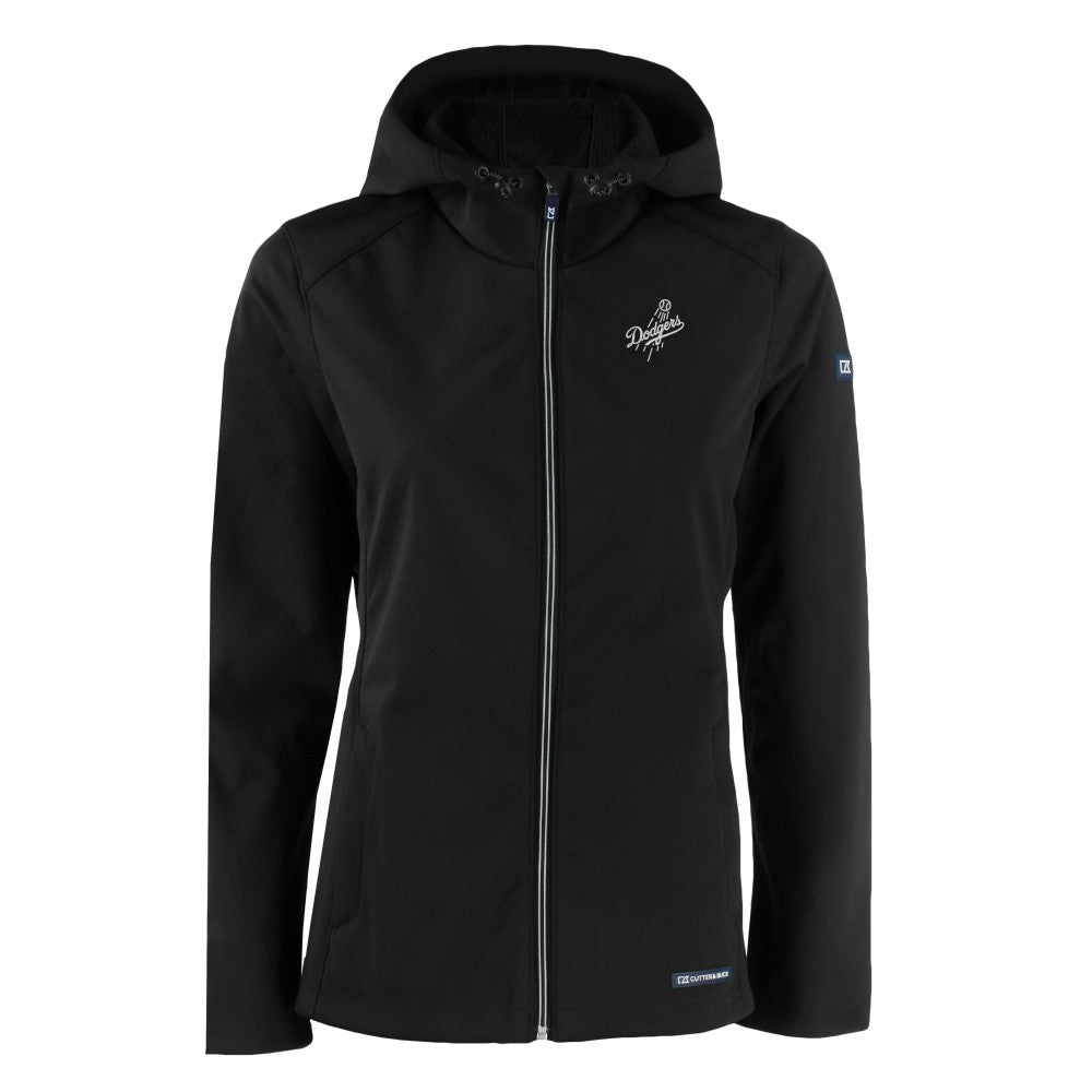 Los Angeles Dodgers Cutter & Buck Women's Evoke Eco Softshell Recycled Full-Zip Hoodie Jacket Black