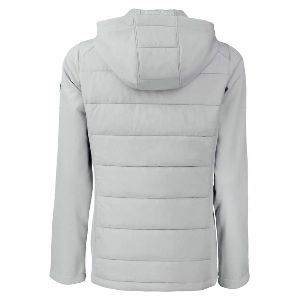 Detroit Tigers Cutter & Buck Women's Evoke Hybrid Eco Softshell Recycled Full-Zip Hooded Jacket Gray
