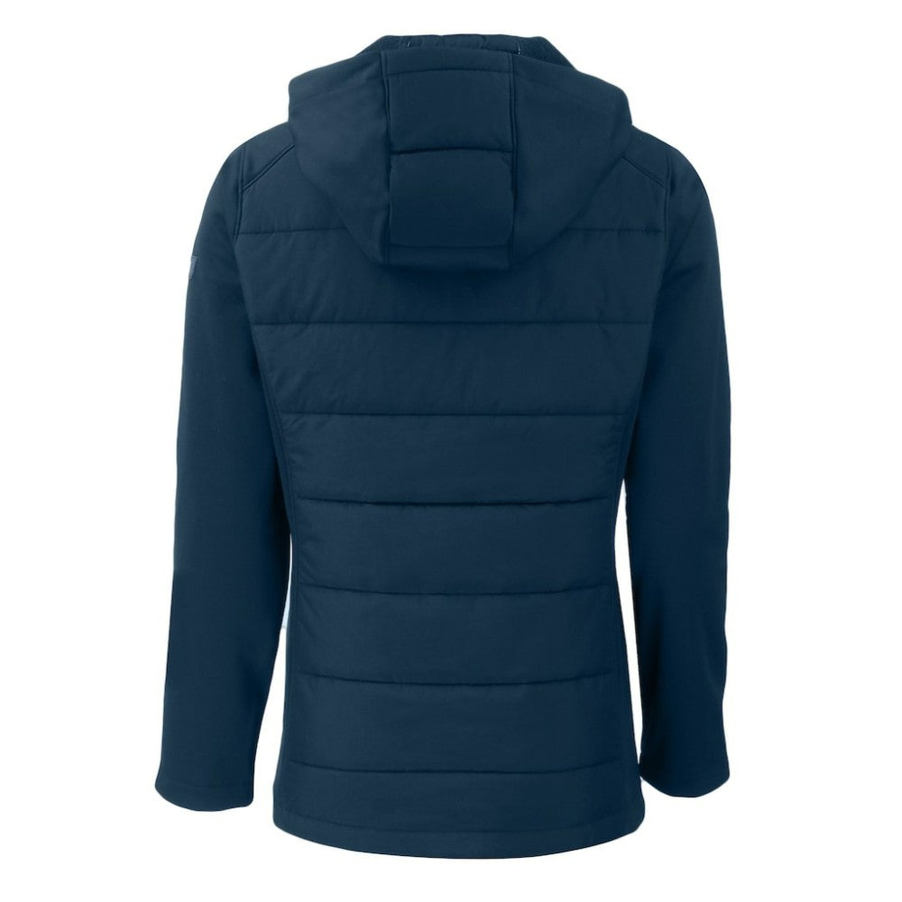 Minnesota Twins Cutter & Buck Women's Evoke Hybrid Eco Softshell Recycled Full-Zip Hooded Jacket Navy