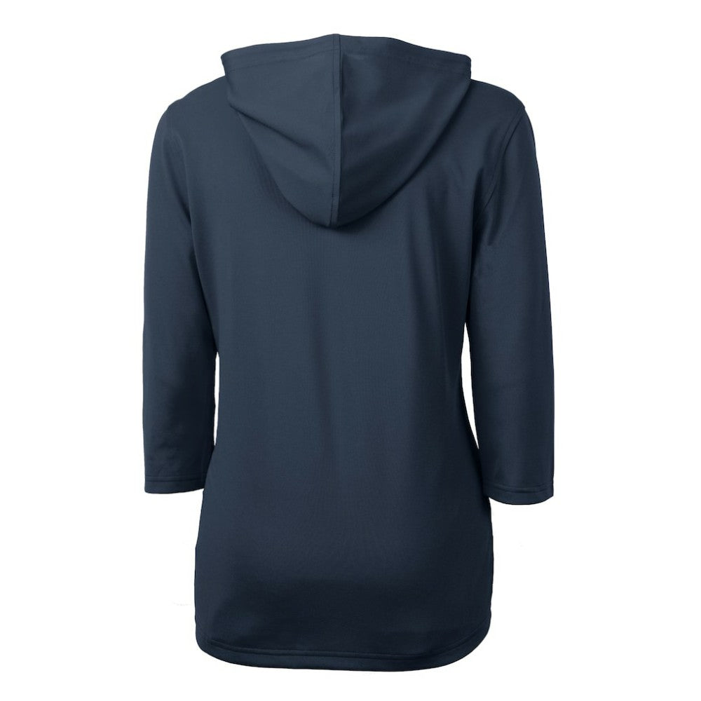 Detroit Tigers Cutter & Buck Women's Virtue Eco Pique Half-Zip 3/4 Sleeve Pullover Hoodie Navy