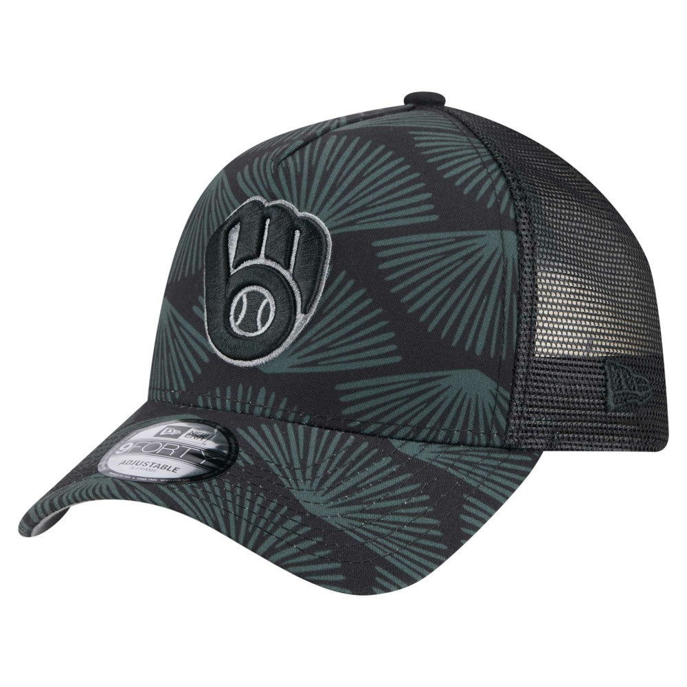 Milwaukee Brewers 9FORTY A-Frame Trucker Adjustable Hat Black | New Era