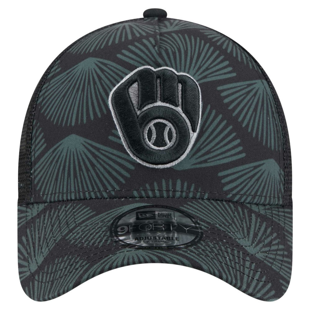 Milwaukee Brewers 9FORTY A-Frame Trucker Adjustable Hat Black | New Era