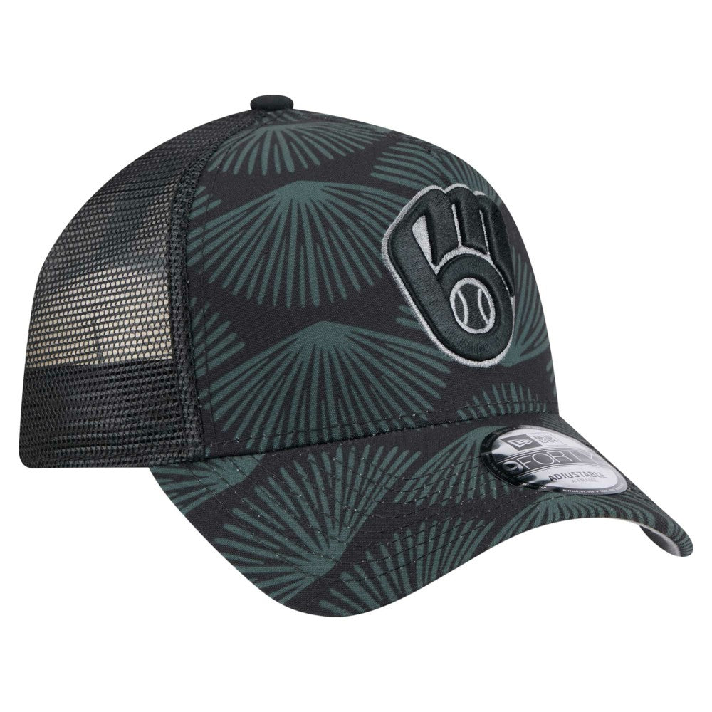 Milwaukee Brewers 9FORTY A-Frame Trucker Adjustable Hat Black | New Era