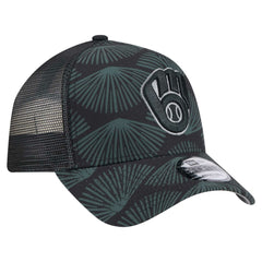 Milwaukee Brewers 9FORTY A-Frame Trucker Adjustable Hat Black | New Era