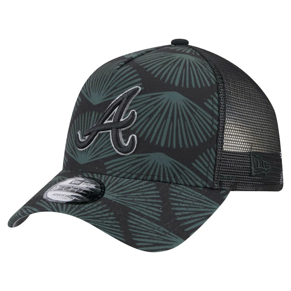 Atlanta Braves 9FORTY A-Frame Trucker Adjustable Hat Black | New Era