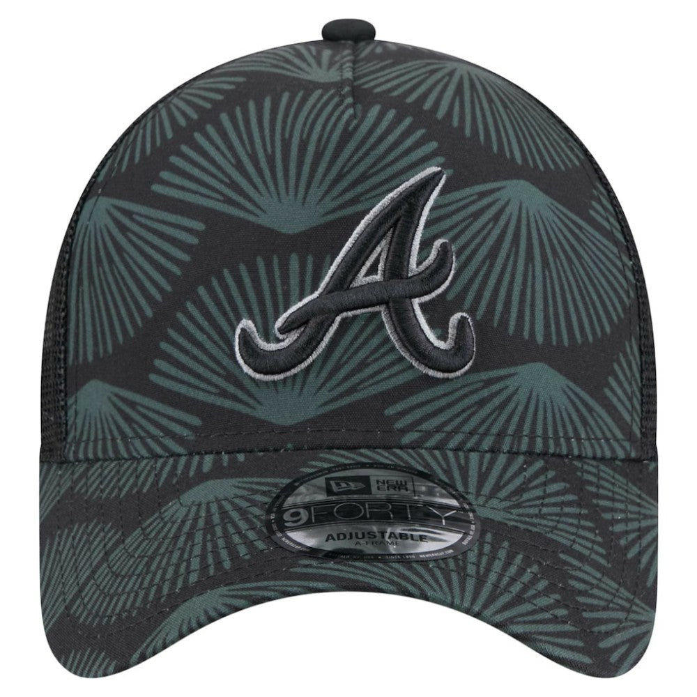 Atlanta Braves 9FORTY A-Frame Trucker Adjustable Hat Black | New Era